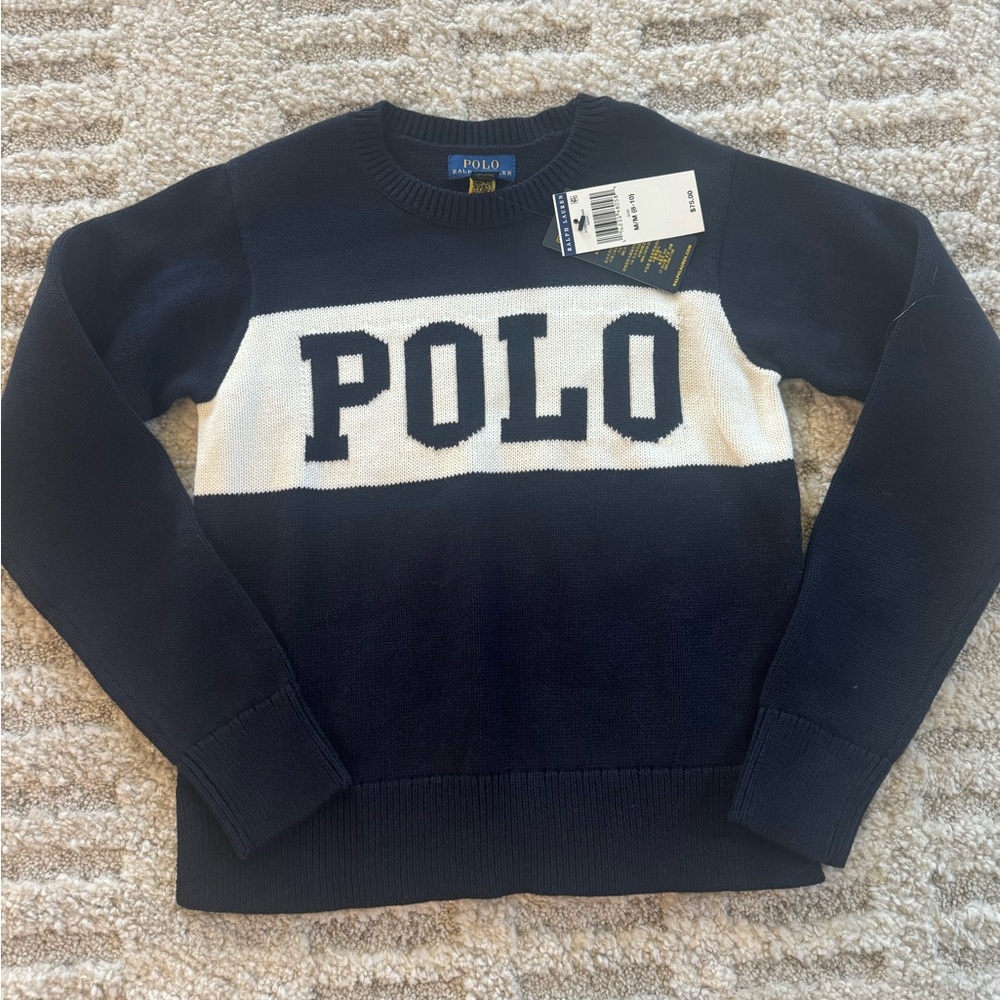 NWT Polo by Ralph Lauren Navy and White Girls Sweater